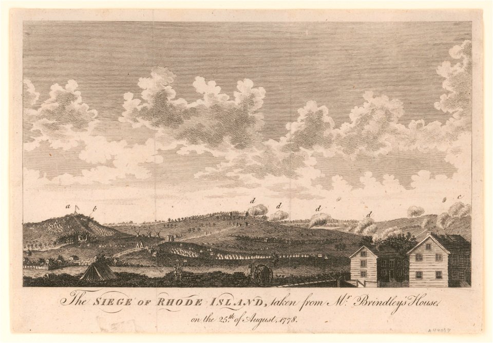 The siege of Rhode Island, taken from Mr. Brindley's house on the 25th of August, 1778 LCCN2014649040