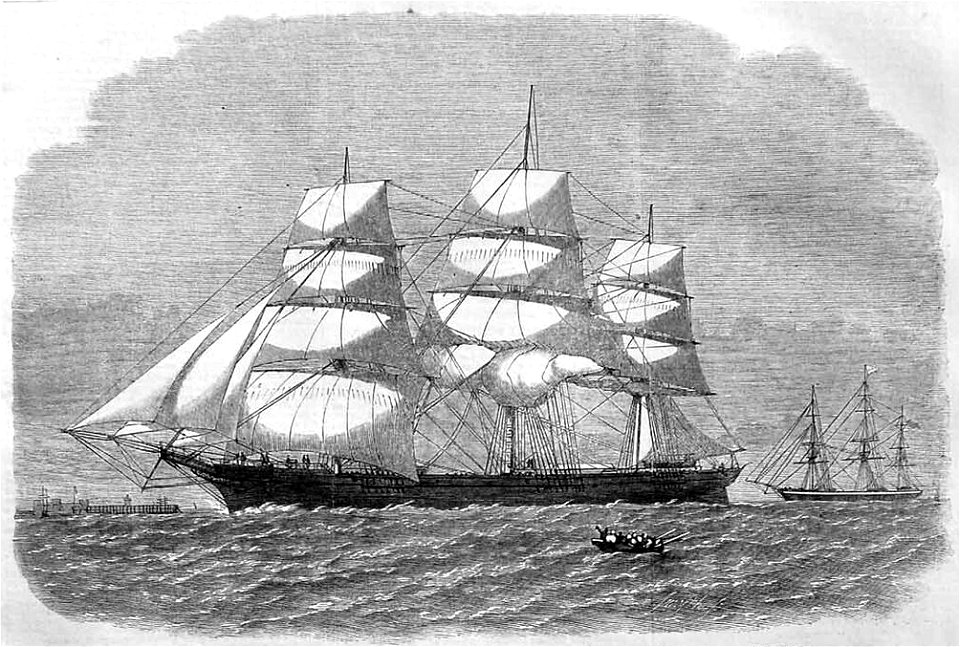 The ship GLAD TIDINGS, with a cargo of American Cotton, entering the port of Liverpool. LCCN2003673111