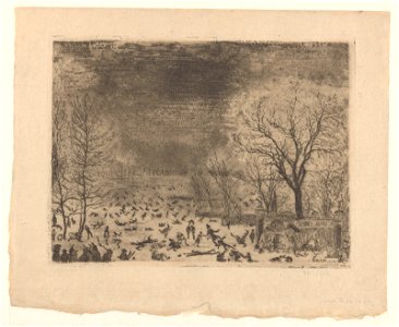 The Skaters, print by James Ensor, 1889, Prints Department, Royal Library of Belgium, S. II 63760