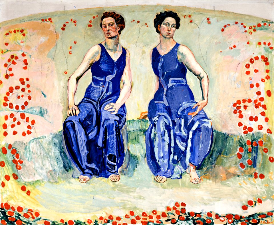 The Sacred Hour (die Heilige Stunde) by Ferdinand Hodler c. 1907-11. Free illustration for personal and commercial use.