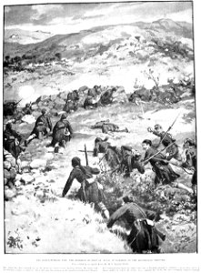 The skirmish of Mont St. Elias, at Nazaros, on the Macedonian Frontier. Free illustration for personal and commercial use.