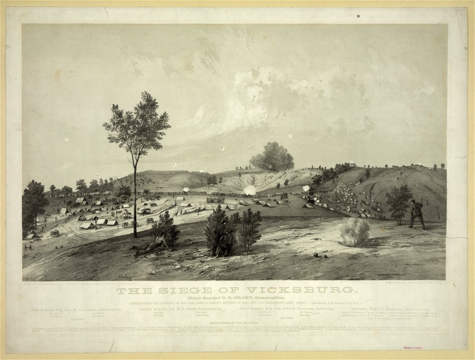 The siege of Vicksburg - Major General U.S. Grant, commanding - JG ; sketched by A.E. Mathews, 31st O.V.I. ; Middleton, Strobridge, & Co. Lith. Cin. O. LCCN2013645283