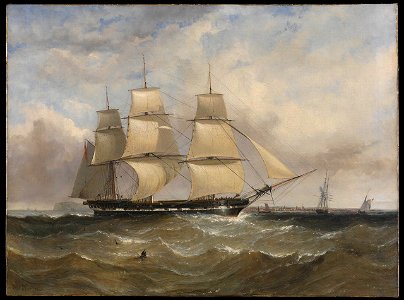 The ship Mountstuart Elphinstone offshore by William Adolphus Knell in 1840