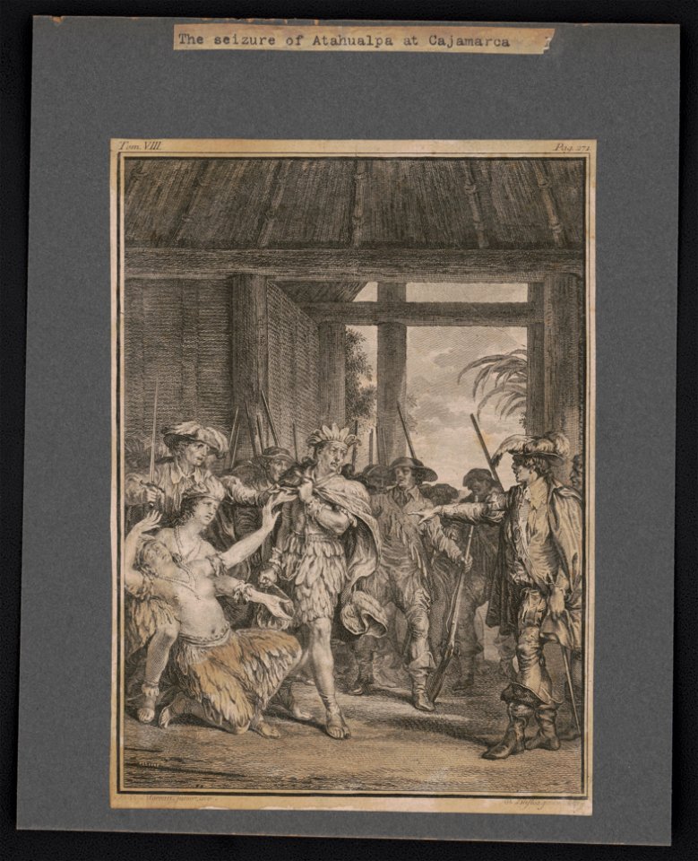 The seizure of Atahualpa at Cajamarca - J.M. Moreau junior, inv. ; P. Duflos Junior, sculp. LCCN98519205