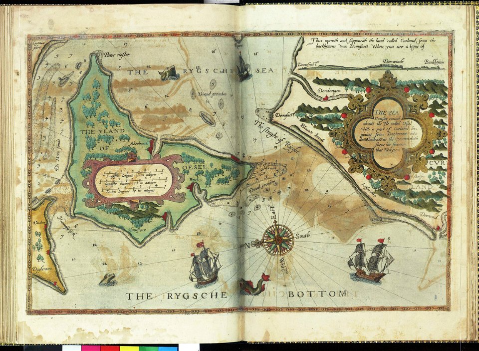 The sea coastes round about the isle called Ossel with a part of Curland beginning from Dagheroot unto Derwinde even as the countrei doth shewe his situation that waye RMG F8023