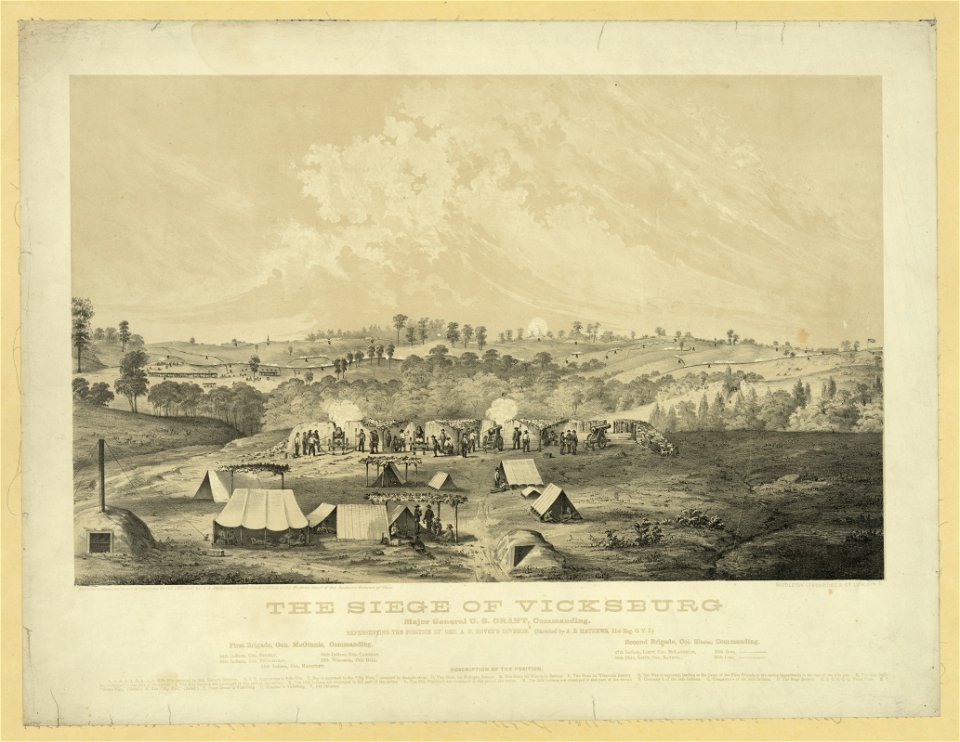 The siege of Vicksburg - Major General U.S. Grant, commanding Representing the position of Gen. A.P. Hovey's Division - - sketched by A.E. Mathews, 31st O.V.I. ; Middleton Strobridge, & Co. LCCN2013645288