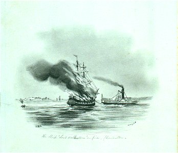 The ship Lord Ashburton on fire, Charleston RMG PU6435