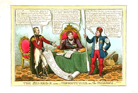 The Silver Oar - versus - The White Wand - or - The Helmsmen (caricature) RMG PW3770