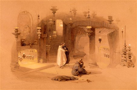 The Shrine of the Holy Nativity, Bethlehem) by David Roberts, RA. Free illustration for personal and commercial use.