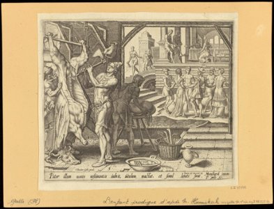 The Slaughter of the Fattened Calf 1562 print by Maarten van Heemskerck, S.I 55742, Prints Department, Royal Library of Belgium