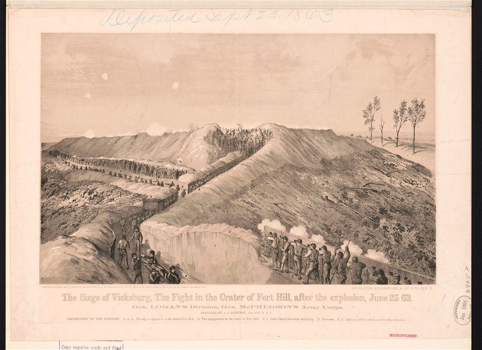 The siege of Vicksburg, the fight in the crater of Fort Hill, after the ...