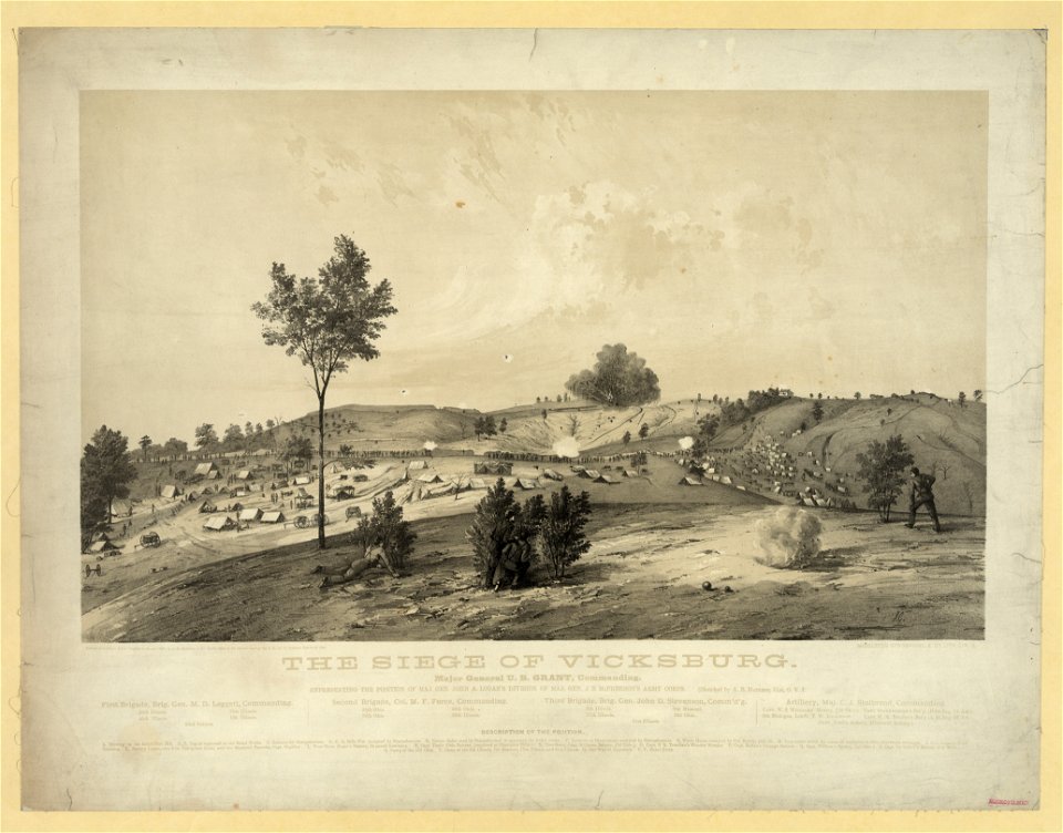 The siege of Vicksburg - Major General U.S. Grant, commanding - JG ; sketched by A.E. Mathews, 31st O.V.I. ; Middleton, Strobridge, & Co. Lith. Cin. O. LCCN2013645284