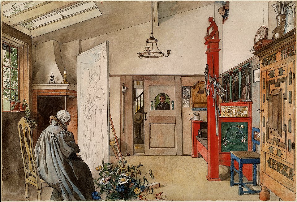 The Studio. From A Home (26 watercolours) (Carl Larsson) - Nationalmuseum - 24213