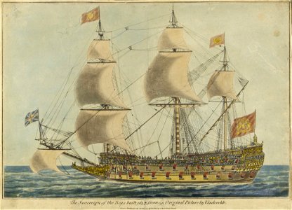 The Sovereign of the Seas built 1637. From an Original Picture by Vandevelde RMG PW7922