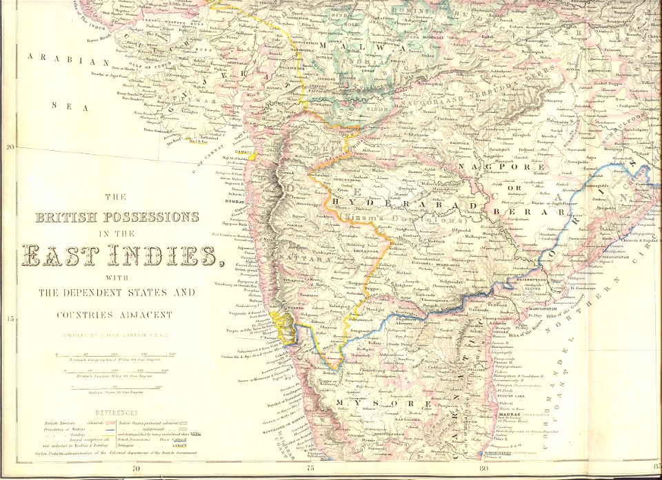 The special position of the Punjab and the Indus from Companion Atlas to the Gazeteer of The World by G. H. Swanston (A. Fullarton, Edinburgh, 1859) south west