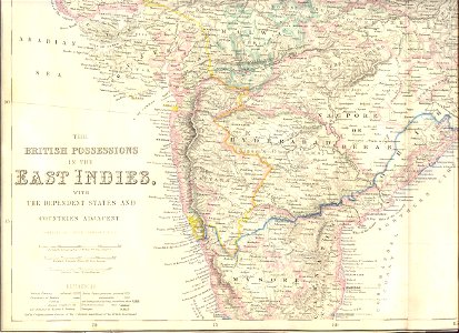 The special position of the Punjab and the Indus from Companion Atlas to the Gazeteer of The World by G. H. Swanston (A. Fullarton, Edinburgh, 1859) south west