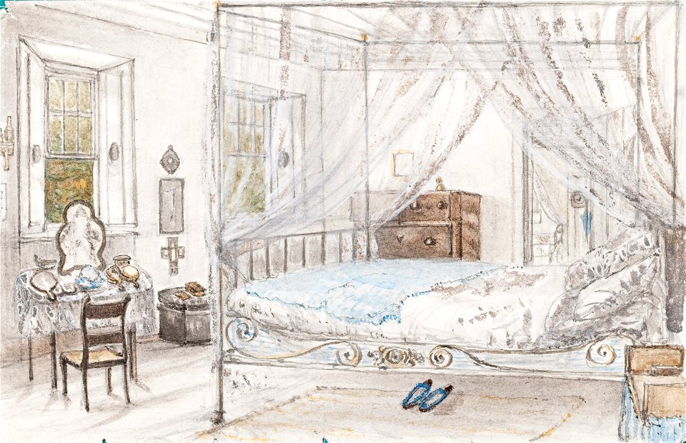 The Spot - My Bedroom looking towards Mrs. (ilegível) room - 25. August 1854, da Coleção Brasiliana Iconográfica
