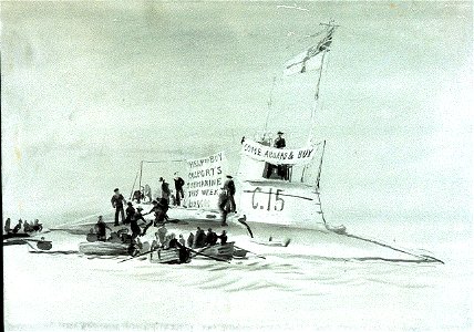 The submarine 'C15' fundraising for the Gosport war effort RMG PV3490. Free illustration for personal and commercial use.