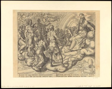 The Sons of God, Satan amongst Them, present Themselves before Him 1563 print by Maarten van Heemskerck, S.I 55703, Prints Department, Royal Library of Belgium