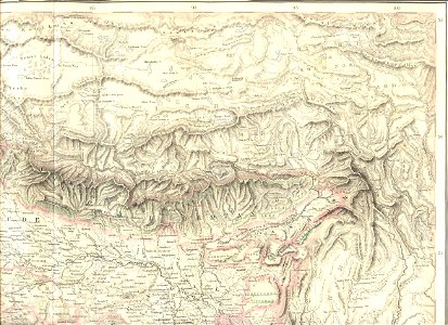 The special position of the Punjab and the Indus from Companion Atlas to the Gazeteer of The World by G. H. Swanston (A. Fullarton, Edinburgh, 1859) north east