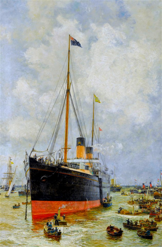 The Teutonic mercantile armed cruiser, White Star Line, by William Lionel Wyllie