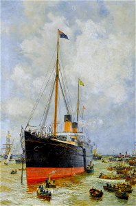 The Teutonic mercantile armed cruiser, White Star Line, by William Lionel Wyllie
