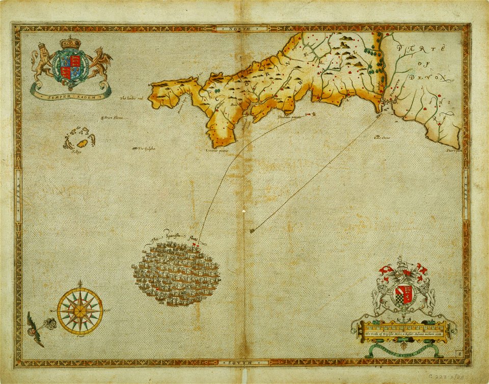 The Spanish fleet off the coast of Cornwall on 29 July 1588 RMG D3291