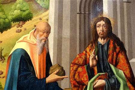 The Temptations of Christ by Maestro Bartolomé and workshop, detail, after 1493, oil on panel - University of Arizona Museum of Art - University of Arizona - Tucson, AZ - DSC08333