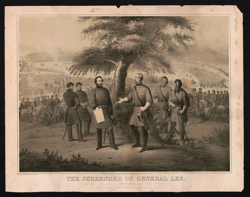 The surrender of General Lee. And his (ent)ire army to Lieut General Grant, April 9th 1865 LCCN2015647830