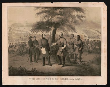The surrender of General Lee. And his (ent)ire army to Lieut General Grant, April 9th 1865 LCCN2015647830