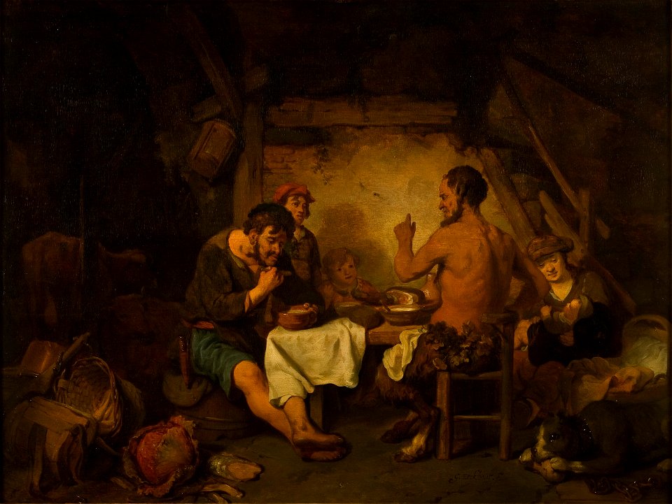 The Story of the Farmer and the Satyr from Aisopus' Fables (Gerbrandt van den Eeckhout) - Nationalmuseum - 17421