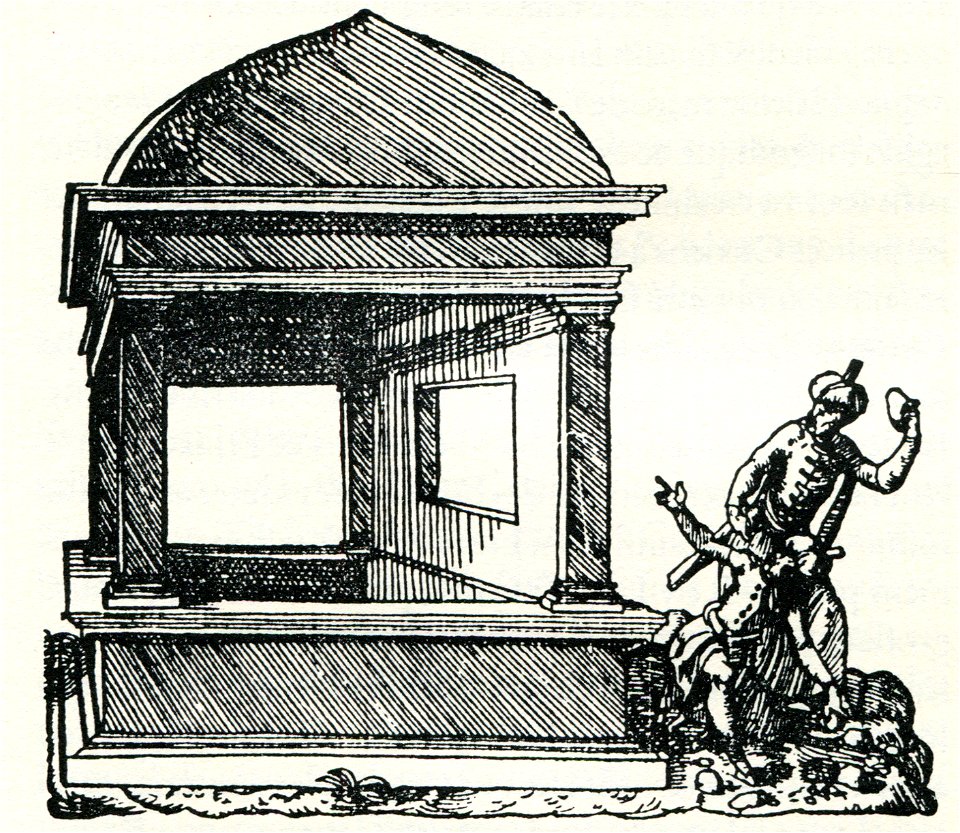The tomb of Absalom at Cidro valley, Jerusalem Muslims throw stones at the monument - Thevet André - 1556