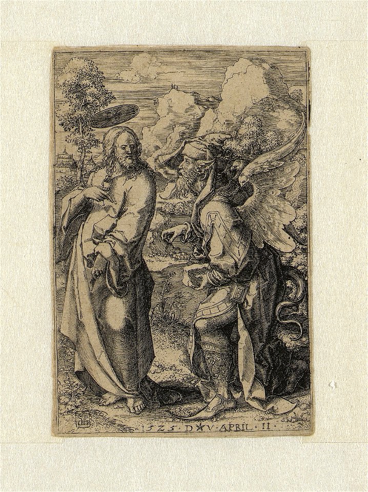 The Temptation of Christ print by Dirck Vellert, S.I 34410, Prints Department, Royal Library of Belgium
