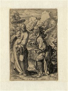 The Temptation of Christ print by Dirck Vellert, S.I 34410, Prints Department, Royal Library of Belgium