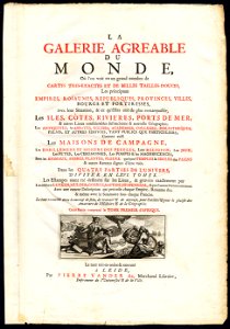 The title page of 'La Galerie Agreable du Monde Tome premier des Indes Orientales