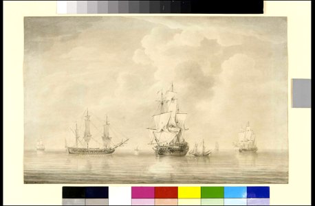 The taking of the 'Nuestra Senora de les Remedios' by the 'Prince Frederick', 'Duke' and 'Prince George' Privateers, 5th February 1746 RMG PX9663. Free illustration for personal and commercial use.