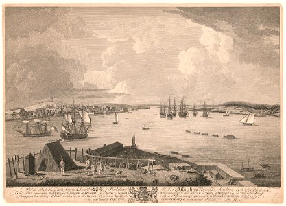The town and harbour of Halifax in Nova Scotia, as appears from George Island looking up to the king's-yard and bason LCCN2003671690