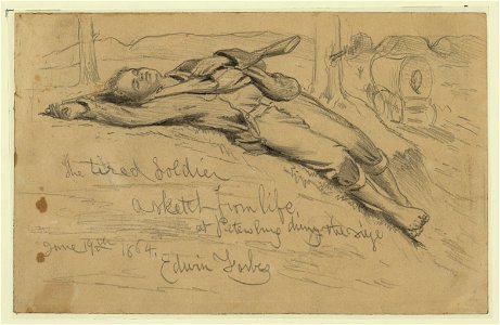 The tired soldier - a sketch from life at Petersburg during the siege - Edwin Forbes. LCCN2004661877