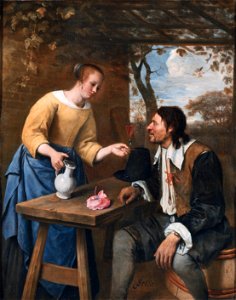 The tired traveller, by Jan Steen