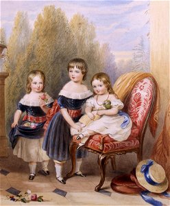 The three eldest children of Frederick John Howard (1814-1897) and Lady Fanny Cavendish, by Robert Dowling (1827-1886). Free illustration for personal and commercial use.