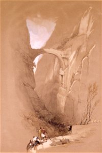 The Triumphal Arch crossing the Ravine leading to Petra by David Roberts, RA. Free illustration for personal and commercial use.
