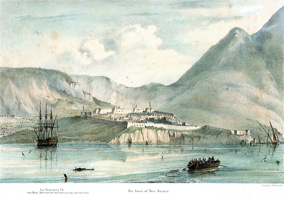 The Town of New Navarin, with La 'Provence' in the harbour PW4860