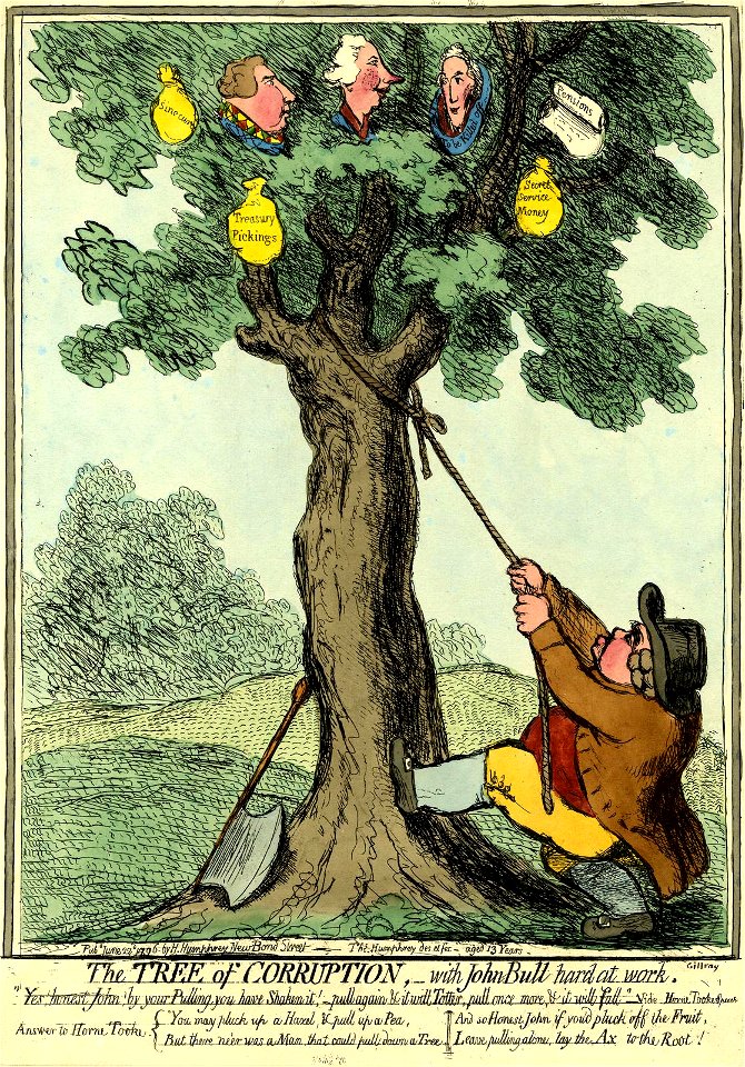 The Tree of Corruption ,-with John Bull hard at work. (BM 1868,0808.6545)