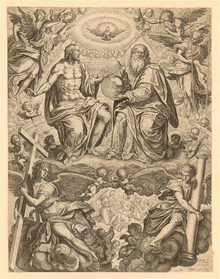 The Trinity 1574 print by Maerten de Vos, S.I 1453, Prints Department, Royal Library of Belgium
