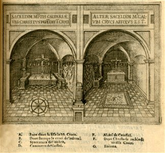 The two chapels of Golgotha in the Temple of the Holy Sepulchre - Zuallart Jean - 1587