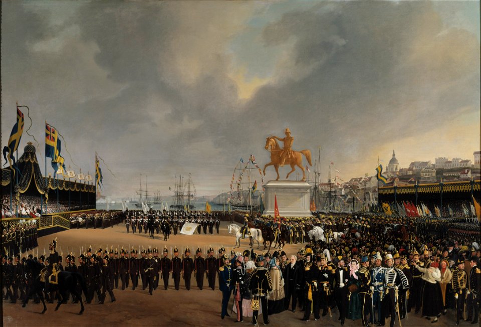 The Unveiling of the Equestrian Statue of Carl XIV Johan of Sw. in 1854 (Carl Stefan Bennet) - Nationalmuseum - 21790
