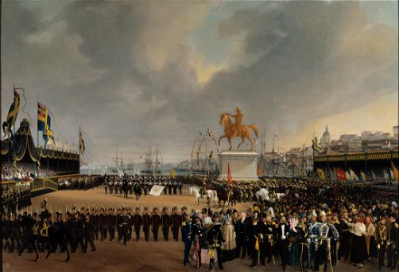 The Unveiling of the Equestrian Statue of Carl XIV Johan of Sw. in 1854 (Carl Stefan Bennet) - Nationalmuseum - 21790