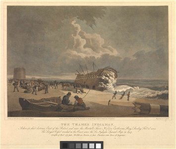 The Thames Indiaman, Ashore - in Eastbourne Bay, Sunday Feby 3d 1822 RMG PW7705