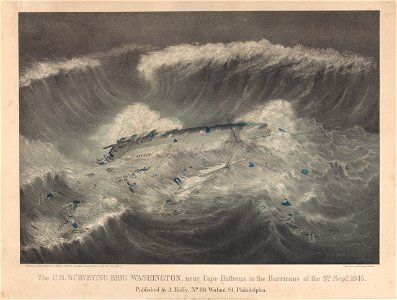 The U.S. Surveying Brig Washington near Cape Hatteras in the Hurricane of the 8th Septr 1846 RMG PY0906
