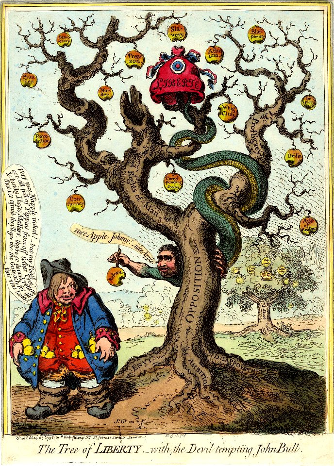 The tree of Liberty,-with, the Devil tempting John Bull (BM 1851,0901.921 1)